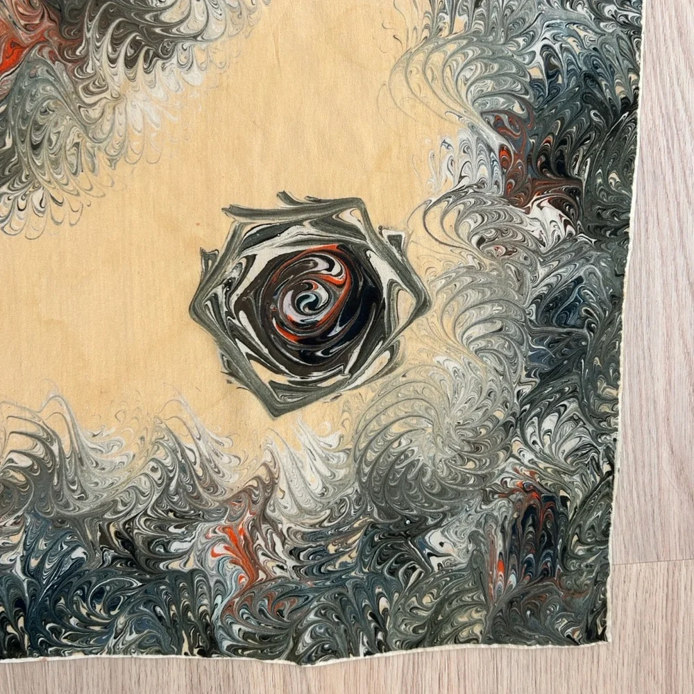 Vintage 100% Silk Marbled Print Scarf